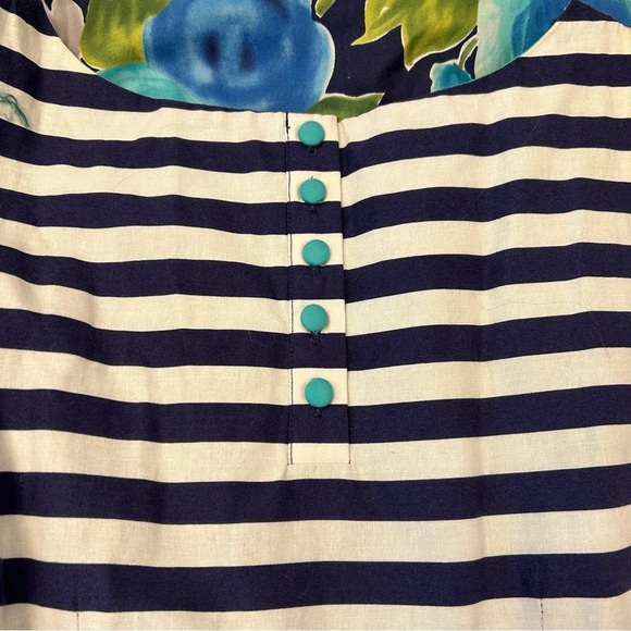 MODCLOTH Fit n Flare Striped Floral Blue Dress - Picture 9 of 9